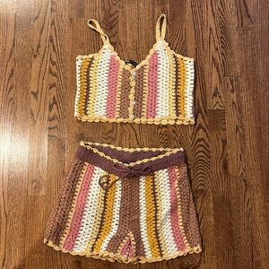 Zara two piece crochet outfit/beach cover up